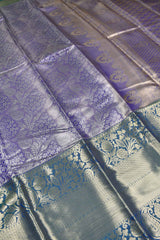 Blue Semi Silk Grand Floral Leaf Jacquard Big Border Bridal Tissue Saree