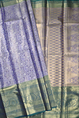 Violet Semi Silk All Over Design Contrast Border Bridal Tissue Saree