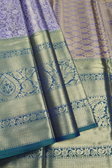 Violet Semi Silk All Over Design Contrast Border Bridal Tissue Saree