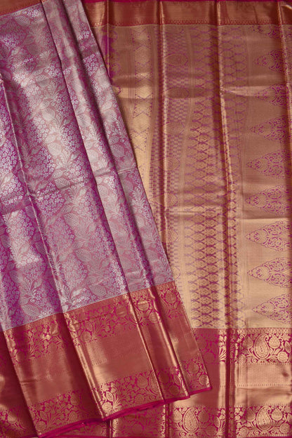 Pink Semi Silk Intricate Design Contrast Pink Mango Border Bridal Tissue Saree