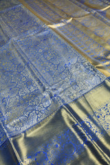 Blue Semi Silk Leaf Design Paisely Pallu Bridal Tissue Saree