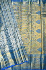 Blue Semi Silk Peacock Butta Grand Traditional Pallu Bridal Tissue Saree