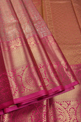 Light Pink Semi Silk All Over Design Bridal Tissue Saree