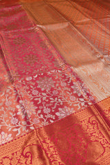 Dark Pink Semi Silk Grand Jacquard Mango Border Bridal Tissue Saree