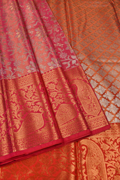 Dark Pink Semi Silk Grand Jacquard Mango Border Bridal Tissue Saree