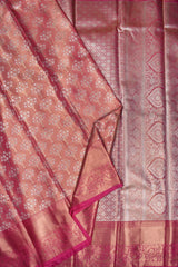 Light Pink Semi Silk Silver Tree Design Grand Pallu Bridal Tissue Saree