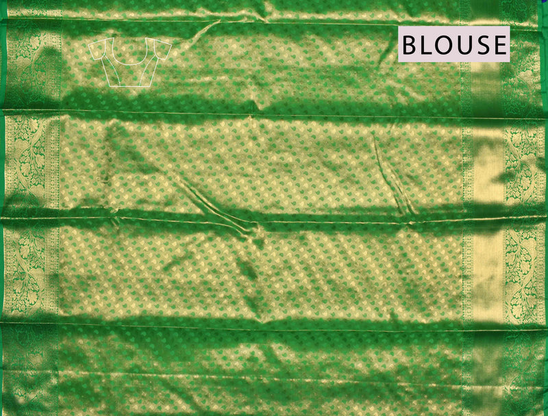 Blue Semi Silk Tree Design Contrast Green Border Bridal Tissue Saree