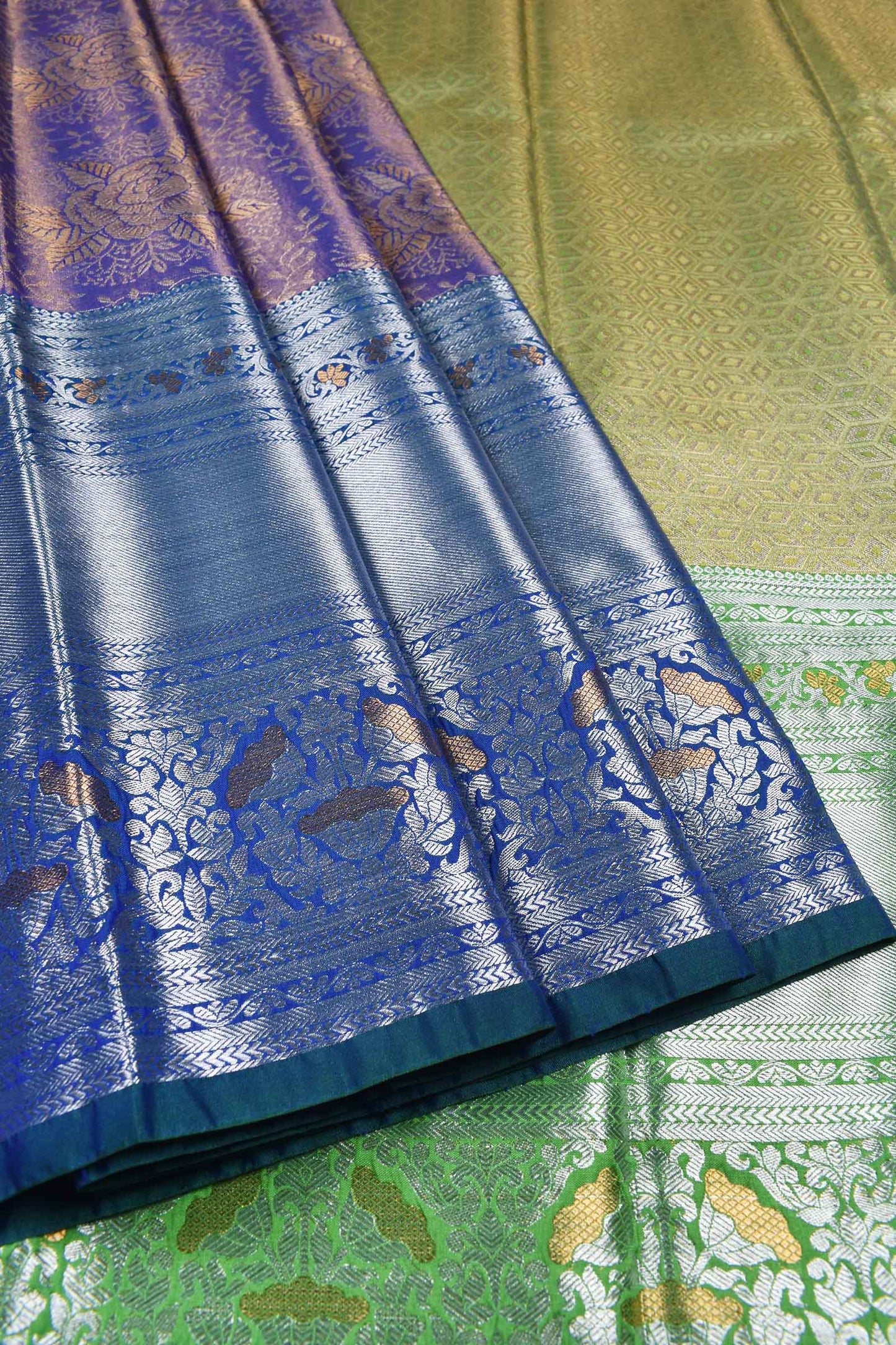 Violet Semi Silk All Over Intricate Design Bridal Tissue Saree