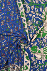 Blue Kalalmkari Pure Cotton Dancers Printed Saree