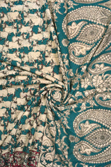 Teal Green Kalamkari Pure Cotton Cow Printed Saree