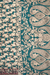 Teal Green Kalamkari Pure Cotton Cow Printed Saree