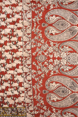 Red Kalamkari Pure Cotton Cow Printed Paisely Pallu Saree