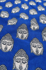 Blue Kalamkari Pure Cotton Budha Printed Saree