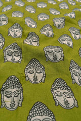 Green Kalamkari Pure Cotton Budha Printed Saree