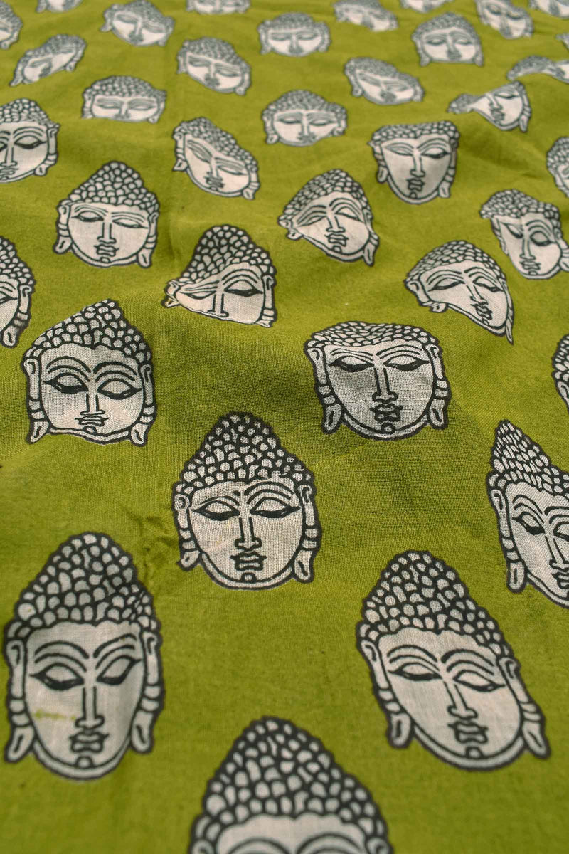 Green Kalamkari Pure Cotton Budha Printed Saree