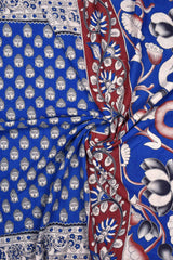 Blue Kalamkari Pure Cotton Budha Printed Saree