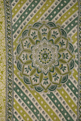 Light Green With Off White Kalamkari Pure Cotton All Over Flowers Design Rangoli Flower Pallu Saree