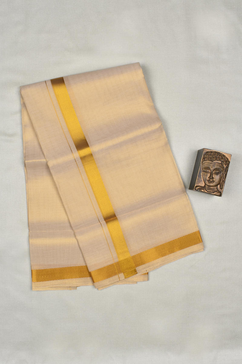 Sandal Tissue Traditional Gold Border Mens Dhoti