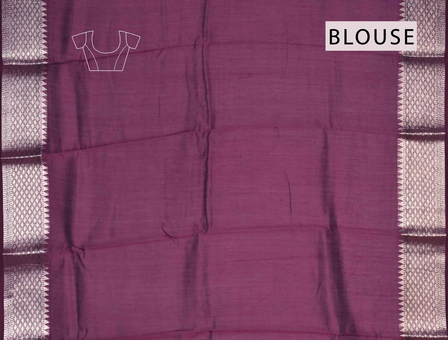 Violet Chanderi Silk Cotton Contrast Stripes Silver Border Saree