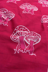 Dark Pink Pure Jaipur Mul Mul Cotton All Over Mushroom Print Mul Mul Soft Saree