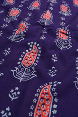 Dark blue Jaipur Vanaspati Cotton Hand Block Mango Printed Ajrakh Pallu Saree