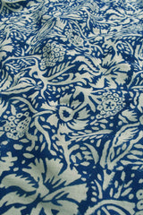 Blue Pure Jaipur Cotton All Over Flowers Hand Block Printed Saree