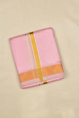 Light Pink Art Silk Traditional Border Mens Dhoti