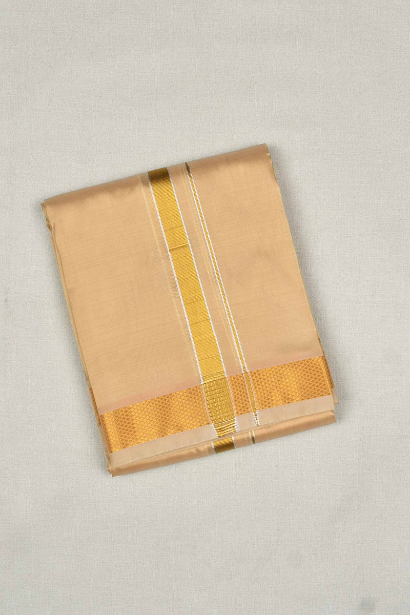 Sandal Art Silk Traditional Gold Border Mens Dhoti