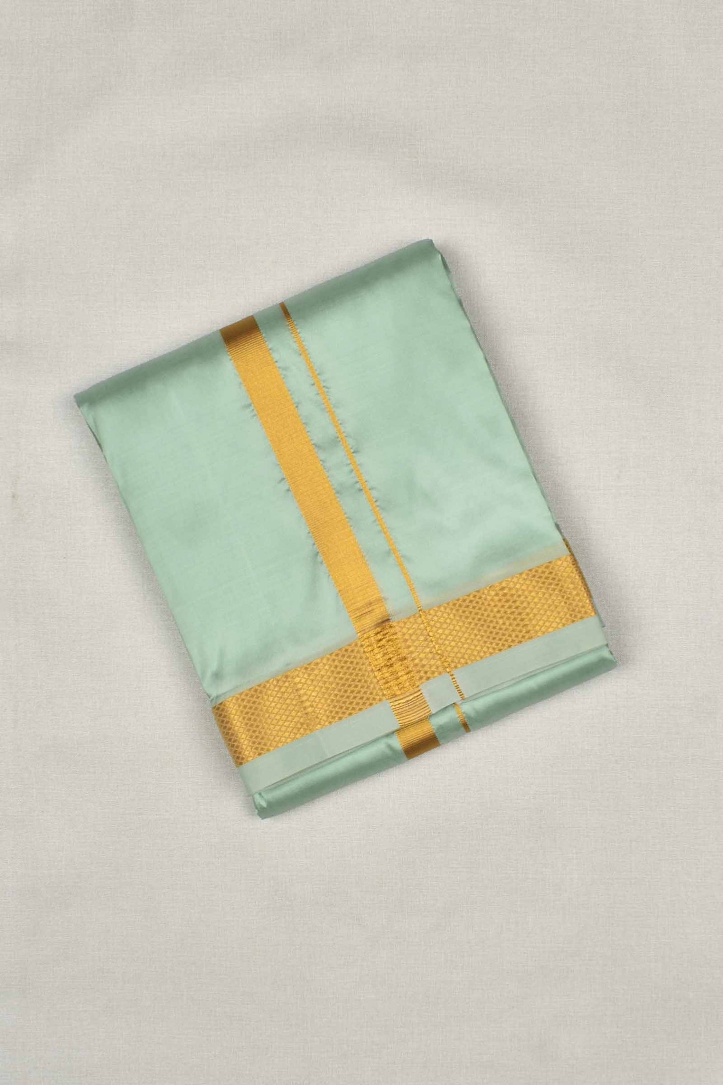 Green Art Silk Traditional Border Mens Dhoti