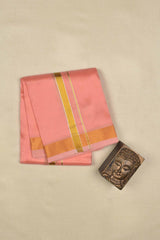 Dark Peach Art Silk Traditional Border Mens Dhoti