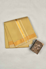 Dark Gold Art Silk Traditonal Gold Border Mens Dhoti