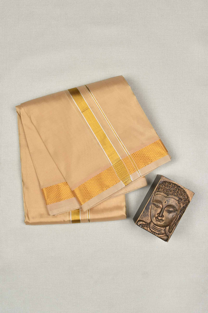 Sandal Art Silk Traditional Gold Border Mens Dhoti