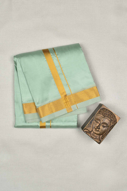 Green Art Silk Traditional Border Mens Dhoti