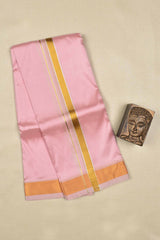 Light Pink Art Silk Traditional Border Mens Dhoti