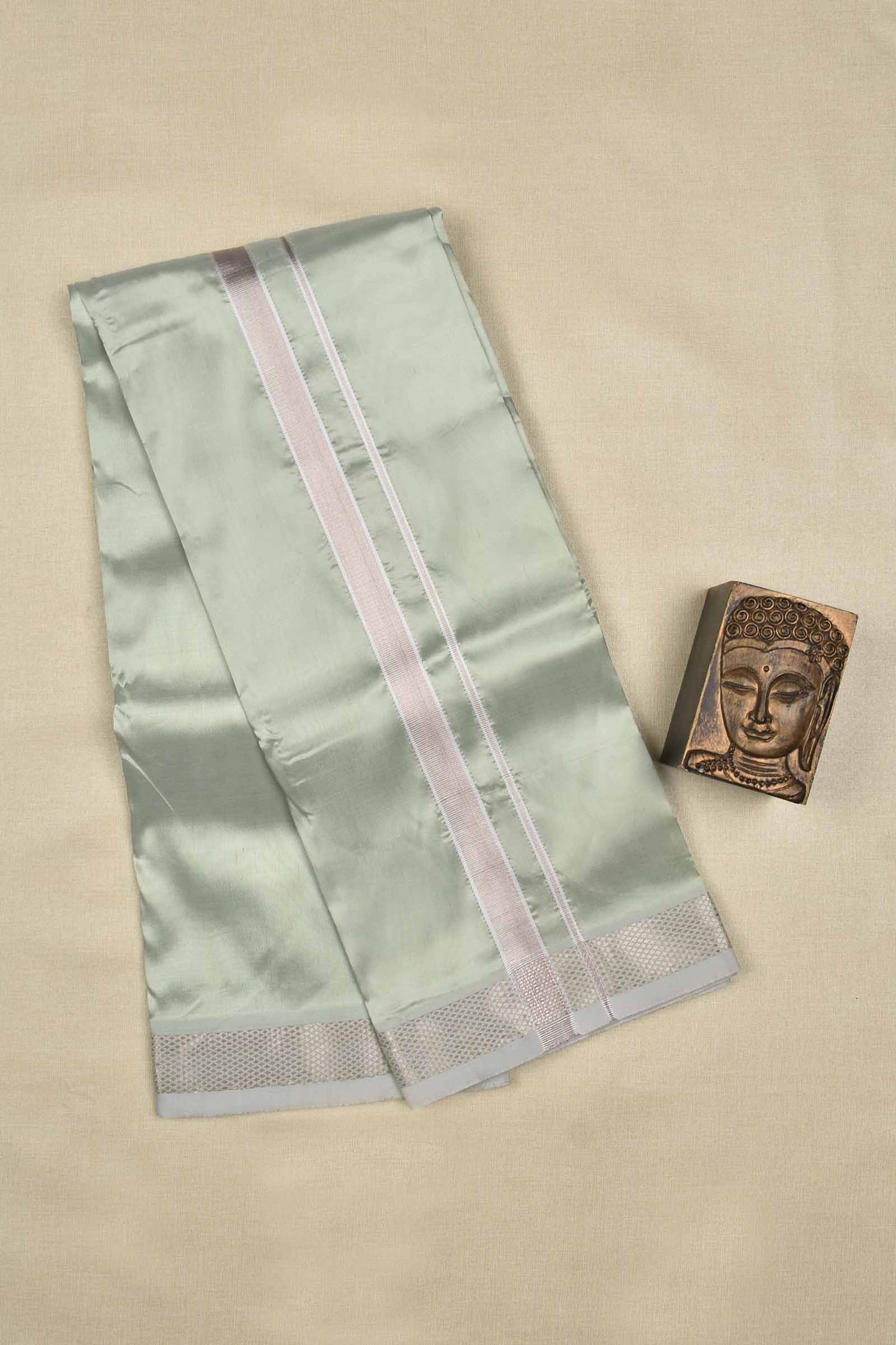 Light Mint Green Art Silk Mens Dhoti