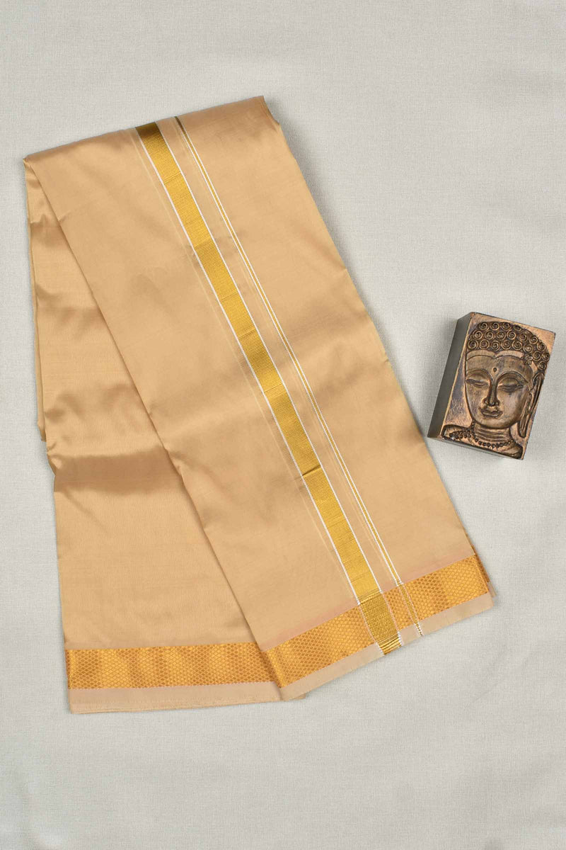 Sandal Art Silk Traditional Gold Border Mens Dhoti