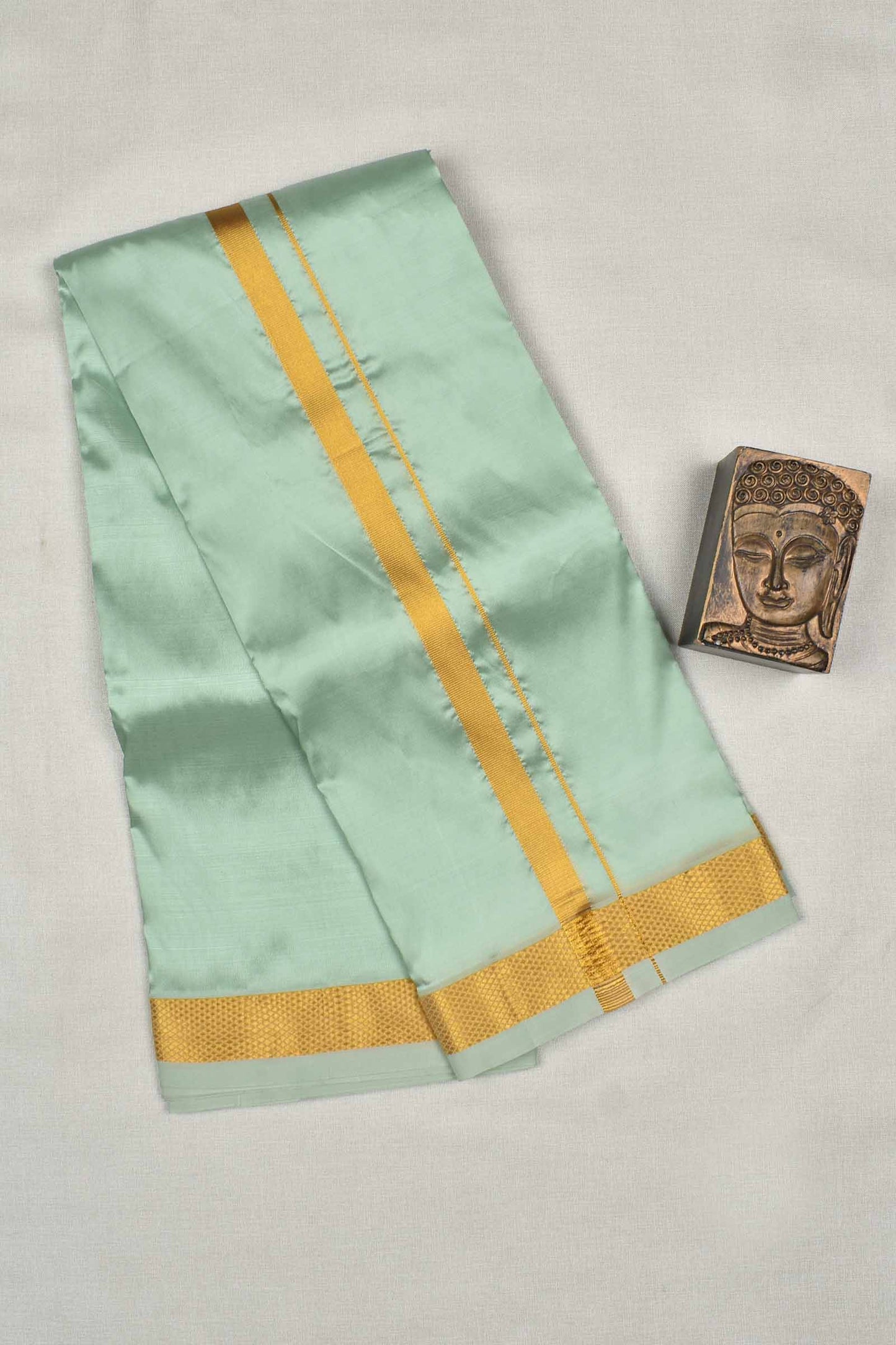 Green Art Silk Traditional Border Mens Dhoti