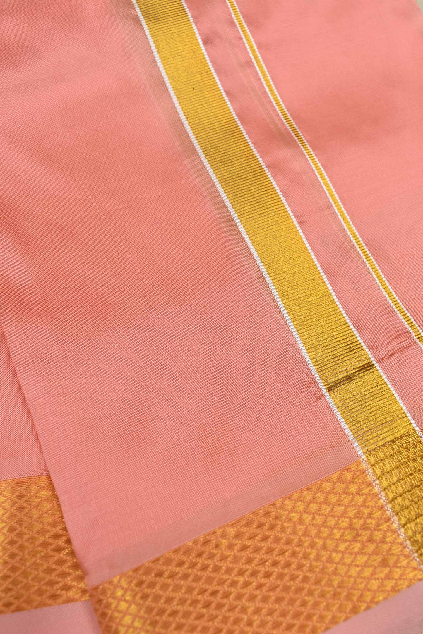 Dark Peach Art Silk Traditional Border Mens Dhoti