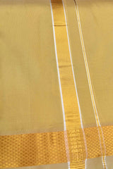 Dark Gold Art Silk Traditonal Gold Border Mens Dhoti