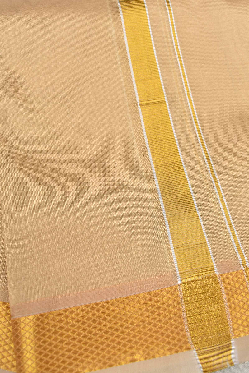 Sandal Art Silk Traditional Gold Border Mens Dhoti