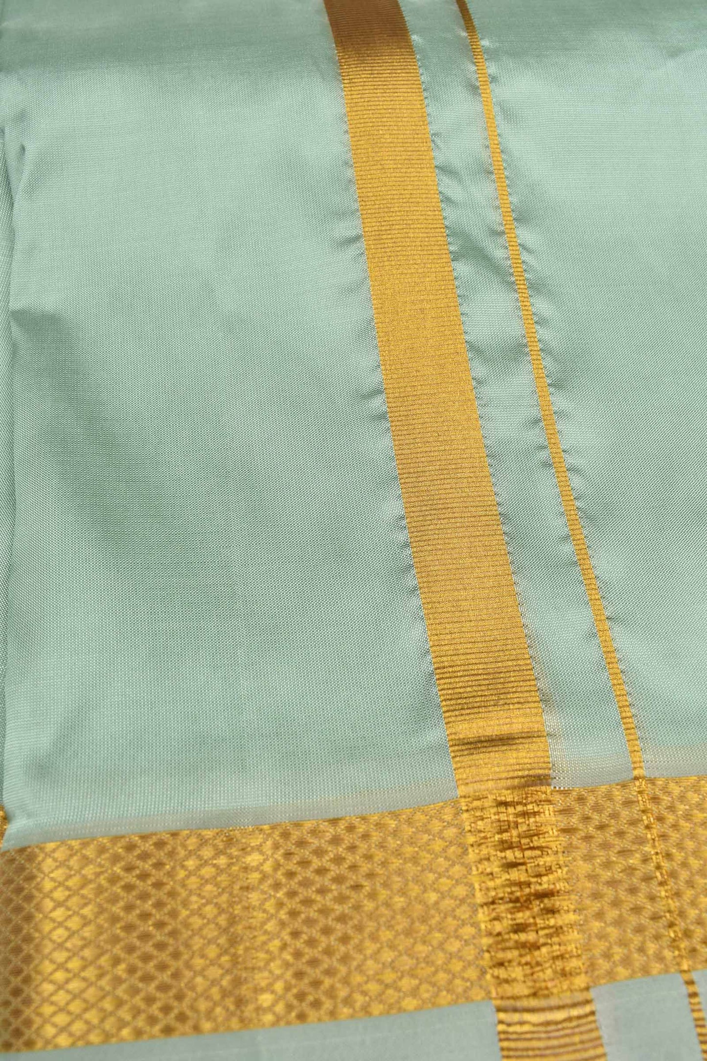 Green Art Silk Traditional Border Mens Dhoti