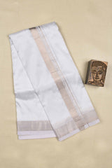 White Pure Mix Silver Border Mens Dhoti