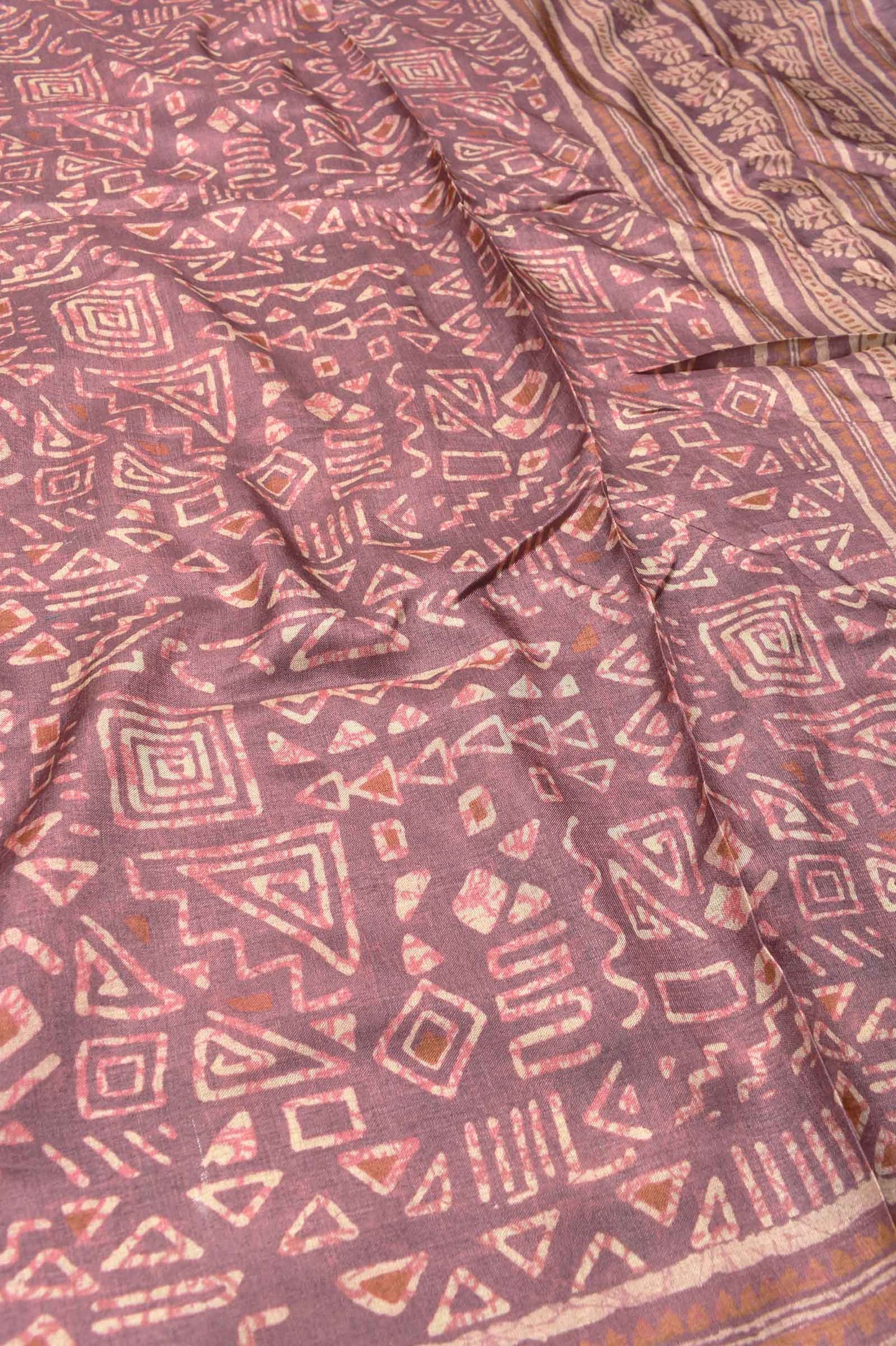 Mauve Taupe Semi Tussar All Over Fancy Abstract Digital Print Saree