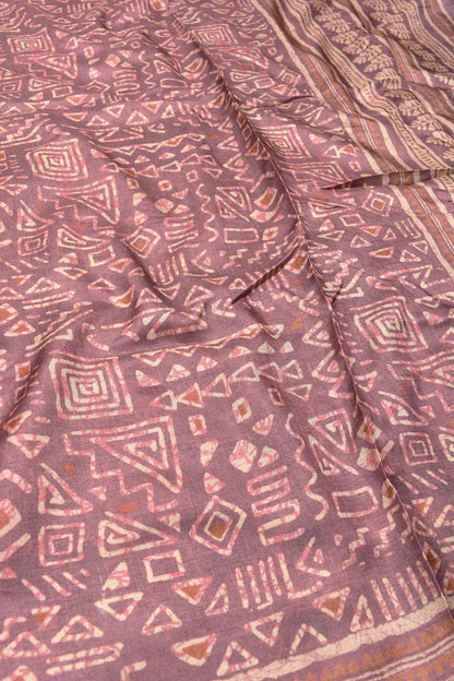 Mauve Taupe Semi Tussar All Over Fancy Abstract Digital Print Saree