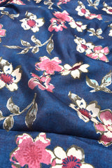 Denim Blue Semi Tussur All Over Flora Digital Print Paisely Pallu Saree