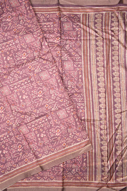 Mauve Taupe Semi Tussar All Over Fancy Abstract Digital Print Saree