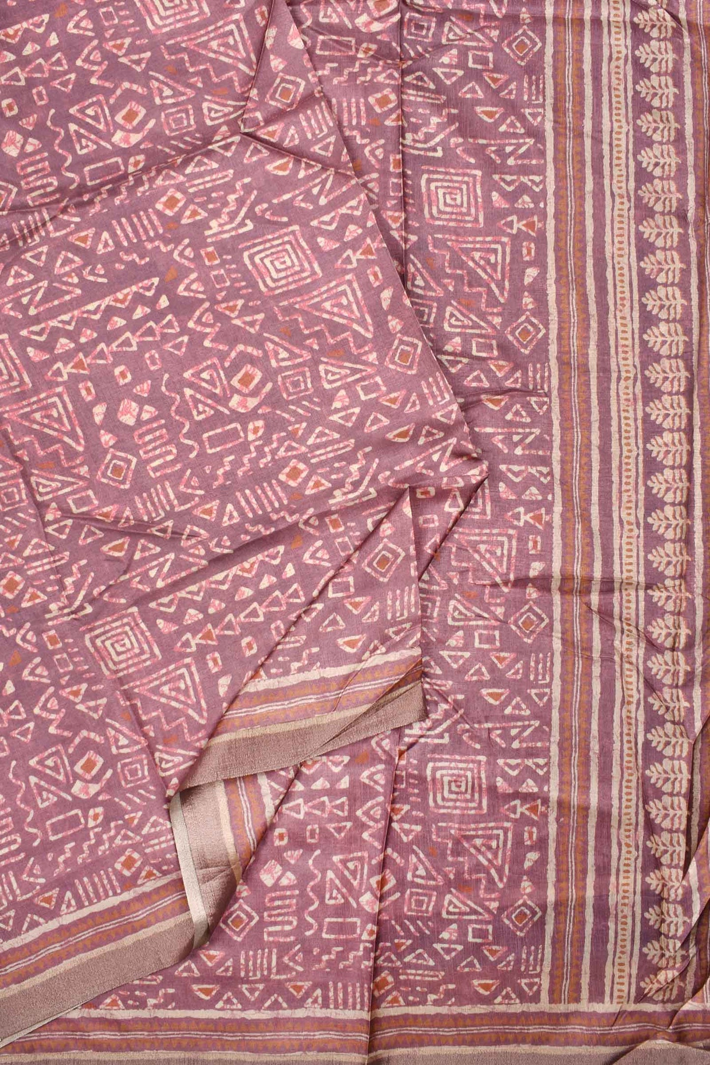 Mauve Taupe Semi Tussar All Over Fancy Abstract Digital Print Saree