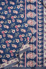 Denim Blue Semi Tussur All Over Flora Digital Print Paisely Pallu Saree