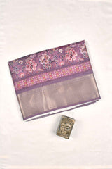 Mauve Taupe Soft Dola Fancy Digital Flora Printed Blouse saree