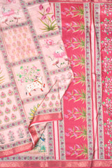 Light Pink Kotha Cotton Pichwai Frames Digital Print Soft Saree